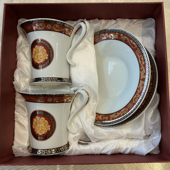 Adeline Dining | Adeline Porcelain Tea Cup, Plate, Spoon Set | Versace inspired - Picture 2 of 2